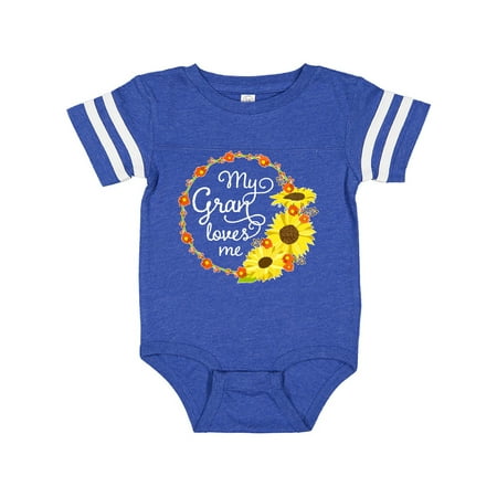 

Inktastic My Gran Loves Me with Sunflower Wreath Gift Baby Boy or Baby Girl Bodysuit
