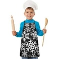 thumbnail image 2 of Black Christmas Snowflake Pattern Kids Aprons for Girls and Boys,Adjustable Neck Strap Toddler Aprons for Kids Cooking Baking, 2 of 7