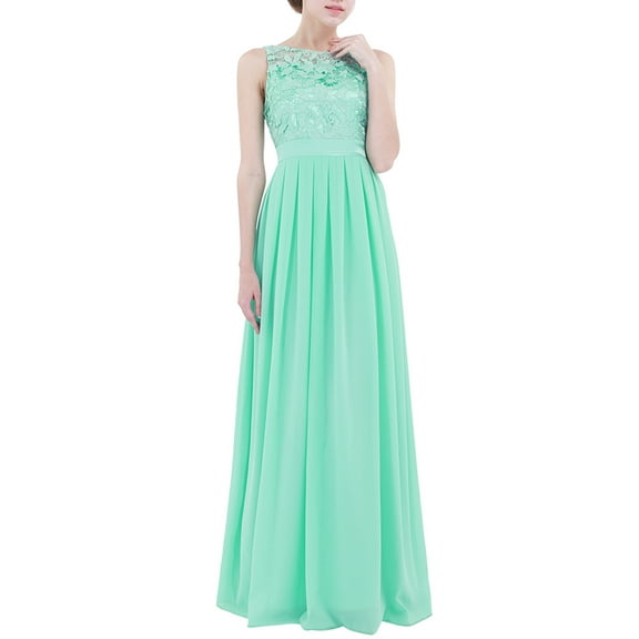 Alvivi Womens Embroidered Chiffon Mesh Splice Wedding Bridesmaid Prom Dress Long Maxi Evening Gown Turquoise 8