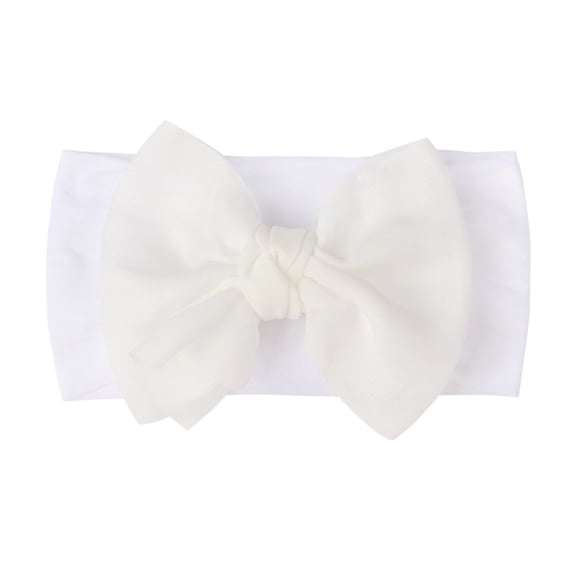 yocbz Baby Nylon Headbands Hair Bow 1PC Infant Baby Girls Solid Bow Headband Stretch Hairband Headwear White,One Size