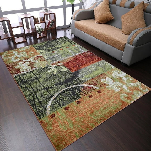 RUGSOTIC CARPETS MACHINE MADE HEATSET POLYPROPYLENE AREA RUGS - 10'x13', Rectangle Shape, Multicolor Color, Contemporary Modern Design, High Pile Machine Made Area Rugs for Living Room (M00043)
