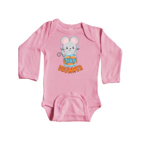 

Inktastic Tiny Drummer Cute Mouse with Orange Drum Gift Baby Boy or Baby Girl Long Sleeve Bodysuit