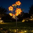 thumbnail image 4 of Estaca de jardín solar con lámpara de hierro y diseño de mariposa, luz decorativa para exteriores en jardín, patio, macizo de flores, resistente a la intemperie, 81.5 cm, 4 of 8