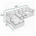 thumbnail image 6 of Cloud-Like Modular Chenille 3-Seat Sectional Sofa with Movable Ottoman – Customizable L-Shaped/U-Shaped Seating for Living Rooms,Coffee Color, 6 of 11