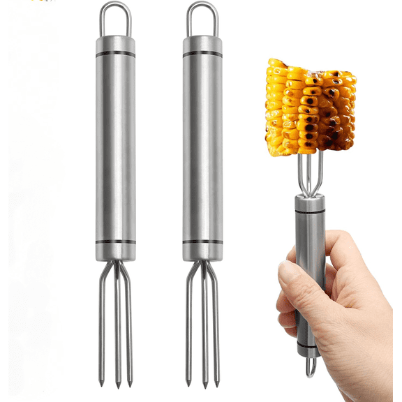 3 Pcs Corn on The Cob Holders, Sweetcorn Forks Extended, Corn on The Cob Skewers Stainless Steel