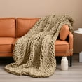 thumbnail image 4 of Comtest Chunky Knit Throw Blanket Soft Warm Chenille Blanket, Khaki, 40" x 40"(Single Sofa), 4 of 7