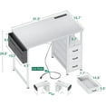 thumbnail image 3 of 32-Inch Small Desk with Fabric Drawers and Charging Station, Kids Girls Teen Study Writing Desk for Bedroom, Home Office Computer Desk with Storage Shelf & Bag for Small Space, White, 3 of 8