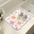thumbnail image 4 of Yayeee Dish Drying Mat for Kitchen Counter 18" x 24" Microfiber Super Absorbent Coffee Decorative Pad, White Floral Orange, 4 of 9