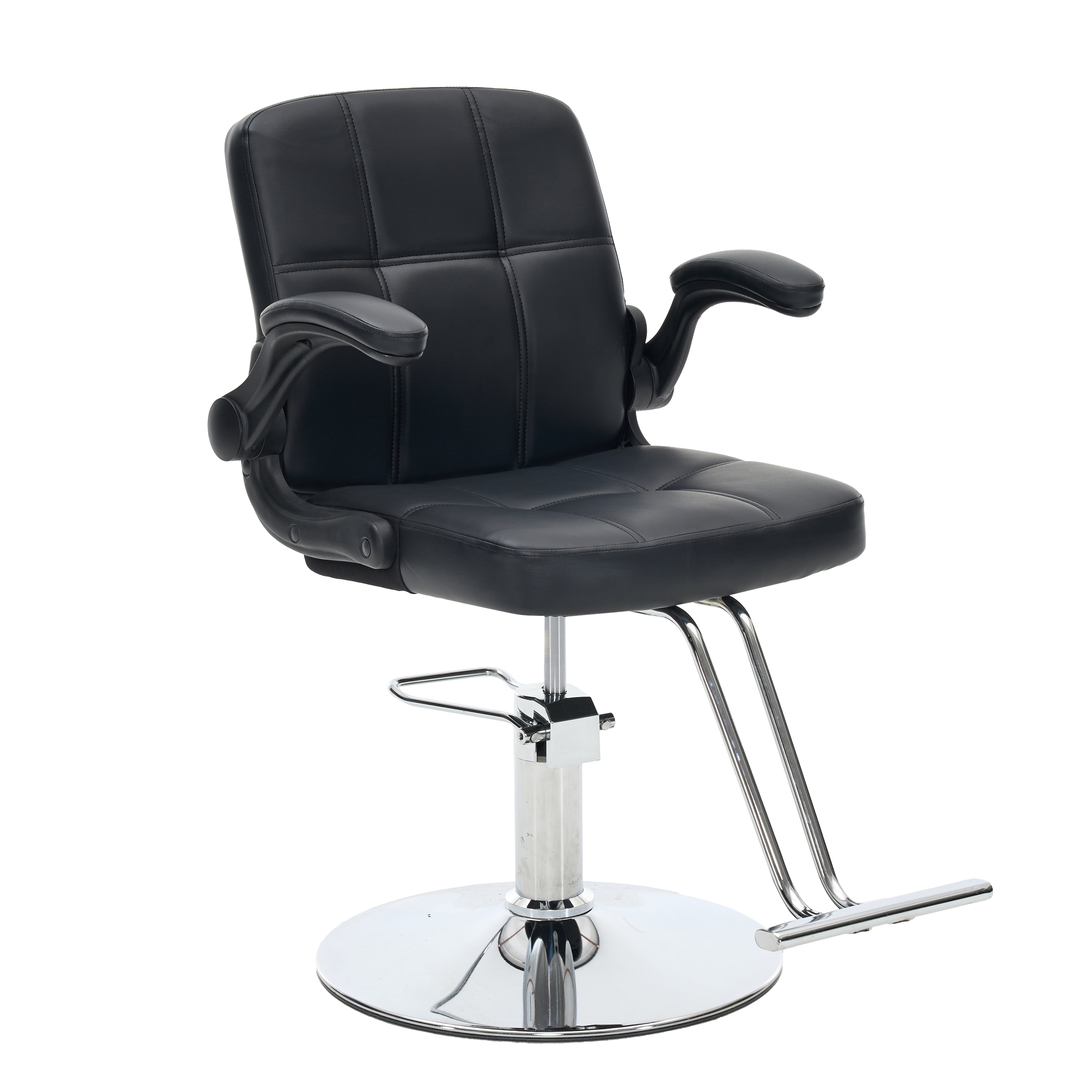 Salon Chair with Height Adjustment PU Leather 350 lbs Capacity Barber Styling Chair Black