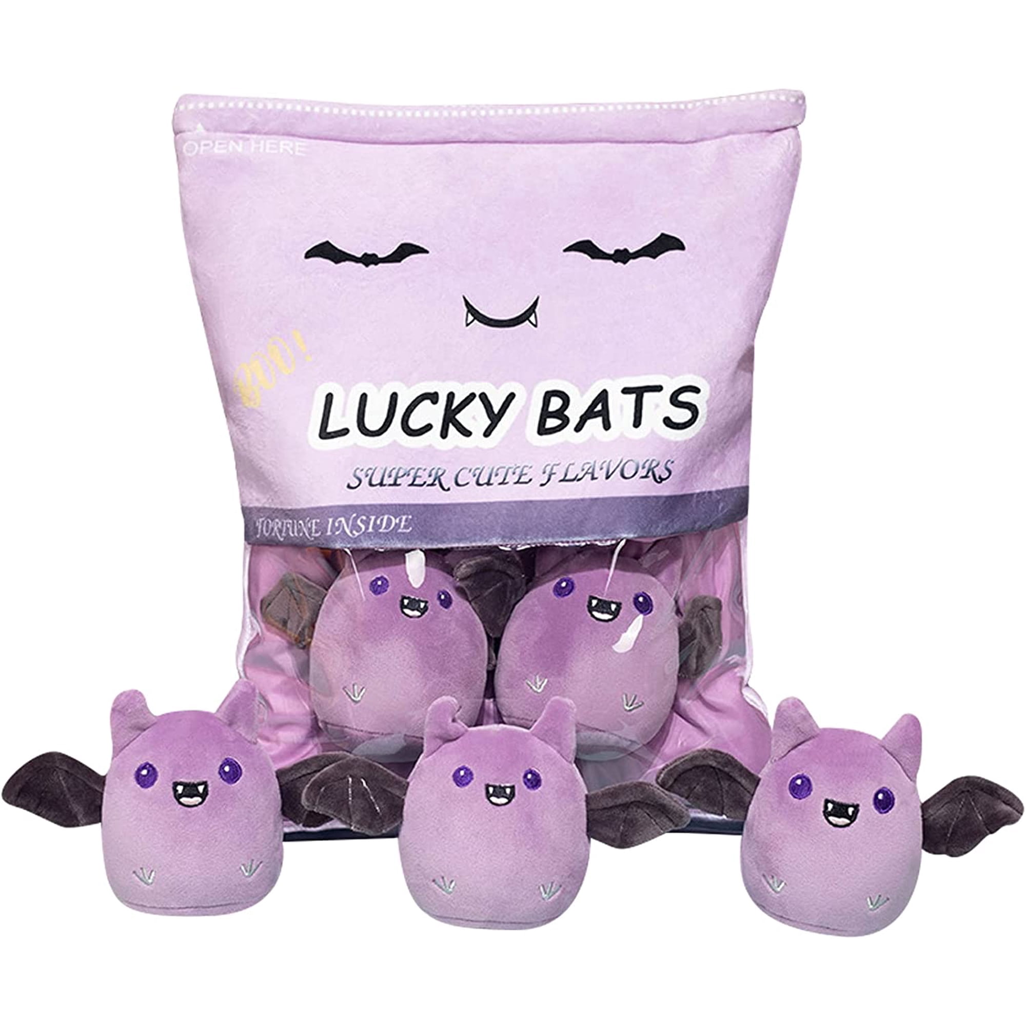 Konexial Lucky Bat Plush Toy Removable Stuffed Animal Plush Dolls Soft Cute Plush Pillow Home Decoration Gift for Kids Girls Birthday Christmas Halloween (5pcs a Bag Purple)
