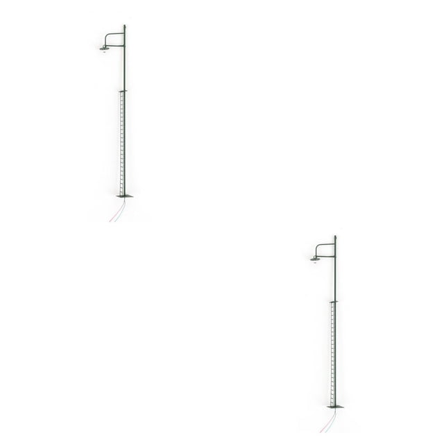 Yuarrent Modelo de poste de luz de tren con escalera, decoraciones de microdiseño para el hogar, luz LED de vía férrea, lámpara de pista, Verde (Escala 1:50) 2Conjunto