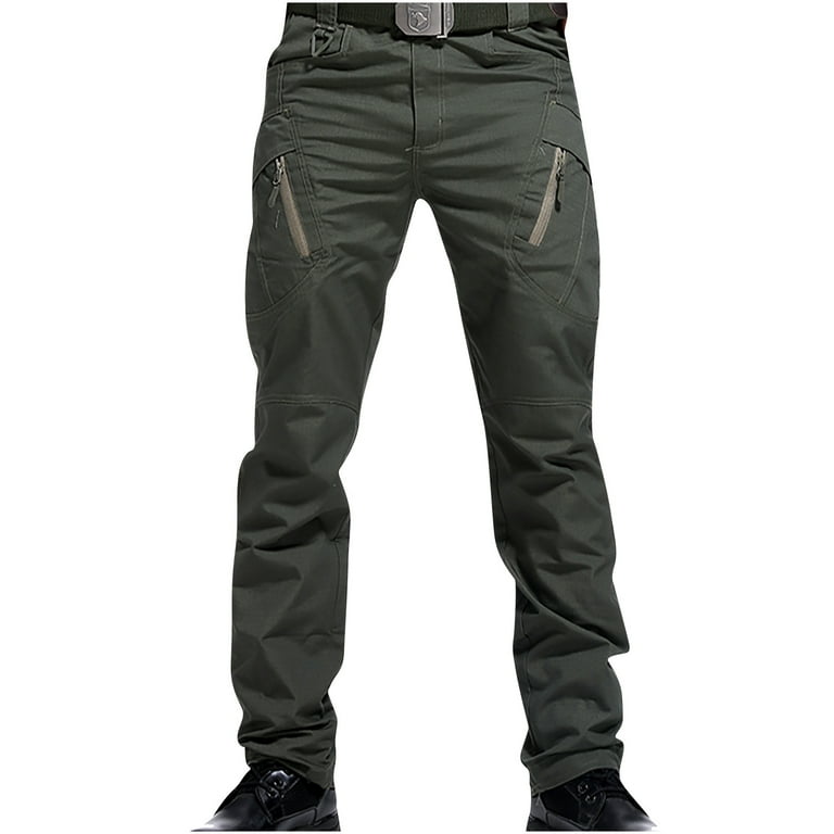 RQYYD Mens Hiking Pants Lightweight Quick Dry Work Pants for Men Cargo  Pants Outdoor Camping Fishing Tactical Pants with Pockets Green S