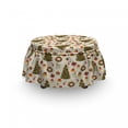thumbnail image 3 of Christmas Ottoman Cover, Poinsettia Flowers, 2 Piece Slipcover Set with Ruffle Skirt for Square Round Cube Footstool Decorative Home Accent, Standard Size, Olive Green Yellow, by Ambesonne, 3 of 5