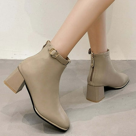 

Zunfeo Women Chelsea Boots- Knee High Boots Solid Trendy Vintage Chukka Boots Boots Christmas Gifts Clearance Khaki 6