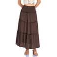 thumbnail image 5 of GEWSEY Womens Maxi Skirt Summer Boho Long Flowy Elastic High Waist A-Line Tiered Skirts 2026 Casual Beach Vacation Clothes (Brown, XL), 5 of 9