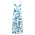 thumbnail image 4 of cocolona Womens Summer Sleeveless Floral Long Dress Spaghetti Strap V Neck Flowy Maxi Dress Fashion Casual Loose Beach Sundress, 4 of 5