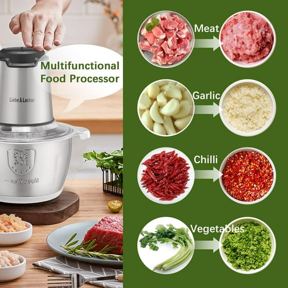 Electric Food Processor with 4 Blades, 350W Motor, 8 Cup Bowl for Meat, Fruits, Vegetables, Food