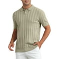 thumbnail image 5 of INSPIRE CHIC Men's Polos Shirt Knit Texture Point Collar Short Sleeve Polo Tops M Khaki Gray, 5 of 6