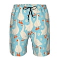 thumbnail image 4 of Disketp Men'S Swim Trunks Hawaiian Breathable Surf Beach Swimsuits Mesh Lining Beach Shorts With Pockets-White Geese And Flower, 4 of 9