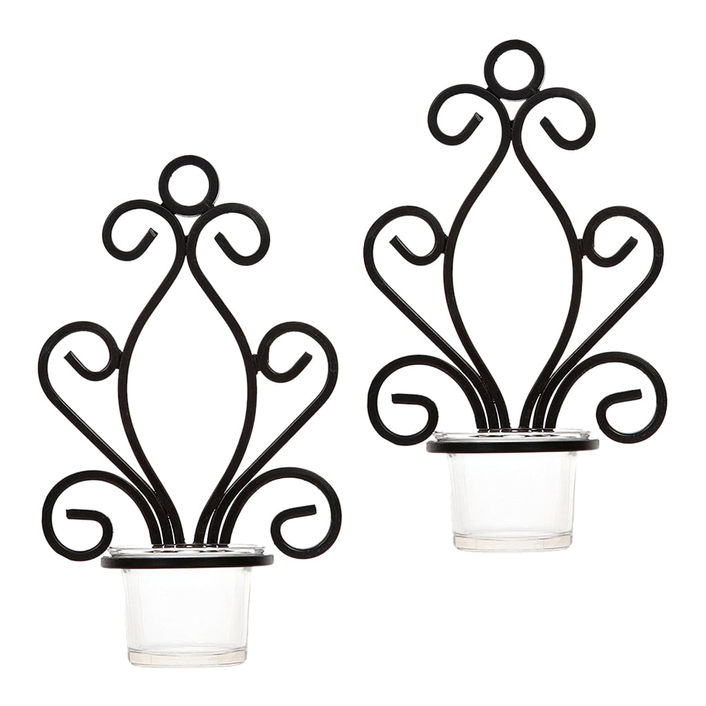 Set of 2 Scroll Wall Sconce Candle holders Mainstays Home AND Room Decor hanging 