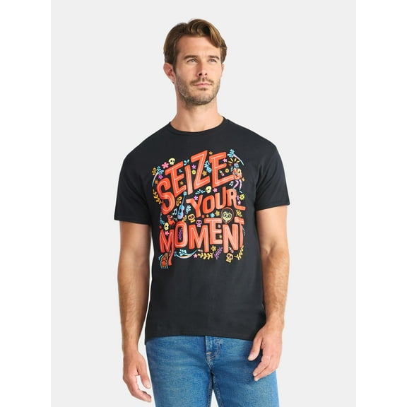 Disney Pixar Coco Men's and Big Men's Seize Your Moment Cotton Graphic Tee, Sizes S-3XL