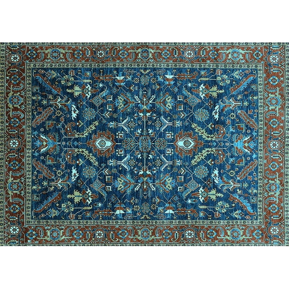 Ahgly Company Indoor Rectangle Oriental Light Blue Industrial Area Rugs, 2' x 5'