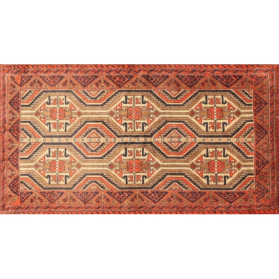 Ahgly Company Indoor Rectangle Traditional Mango Orange Persian Area Rugs, 2' x 4'
