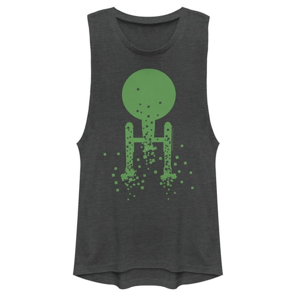 Junior's Star Trek St. Patrick's Enterprise Clover Fill Festival Muscle Graphic Tee Charcoal Small