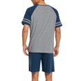 thumbnail image 5 of Ekouaer Mens Pajama Short Sets Short Sleeve Crewneck Pajama Lounge Set Raglan Sleepwear, 5 of 6
