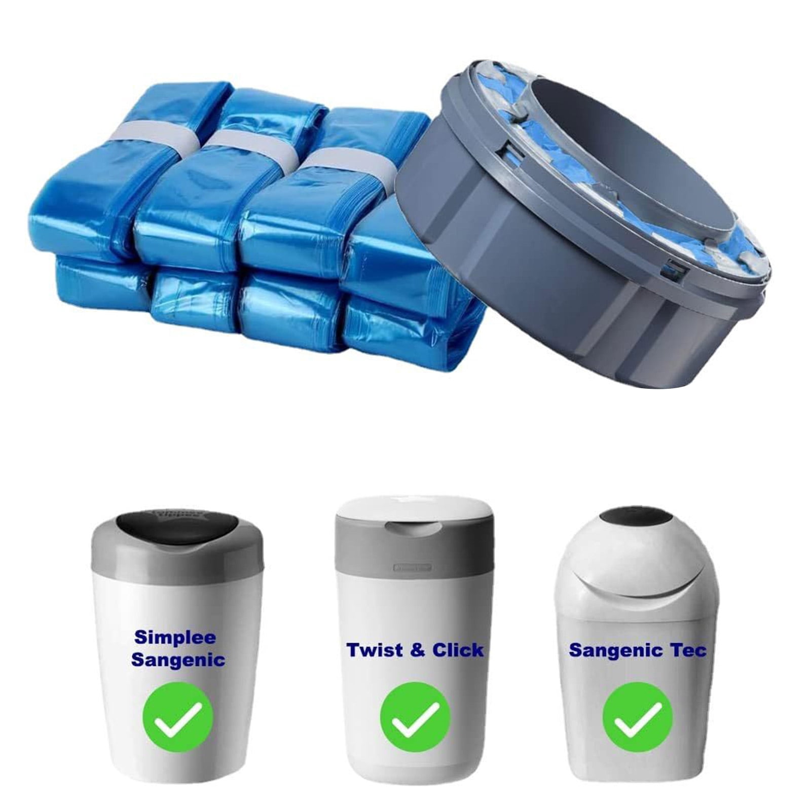 Upgrades Diaper Trash Refill Bags set Smell Blocking Layers Baby Diaper Pail Refill Cartridges Odor Sealing Bags 8pcs