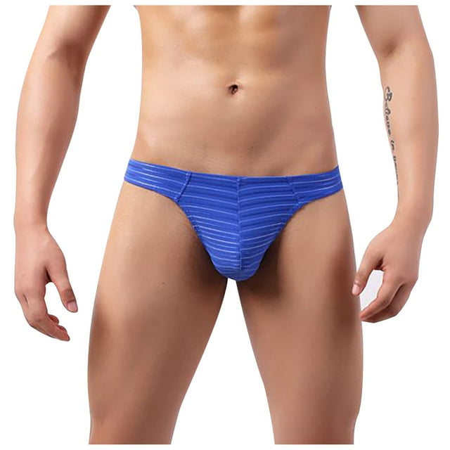 TIHLMK sous-Vêtements pour Hommes Taille Basse Mode Rayures Colorées String Confortable