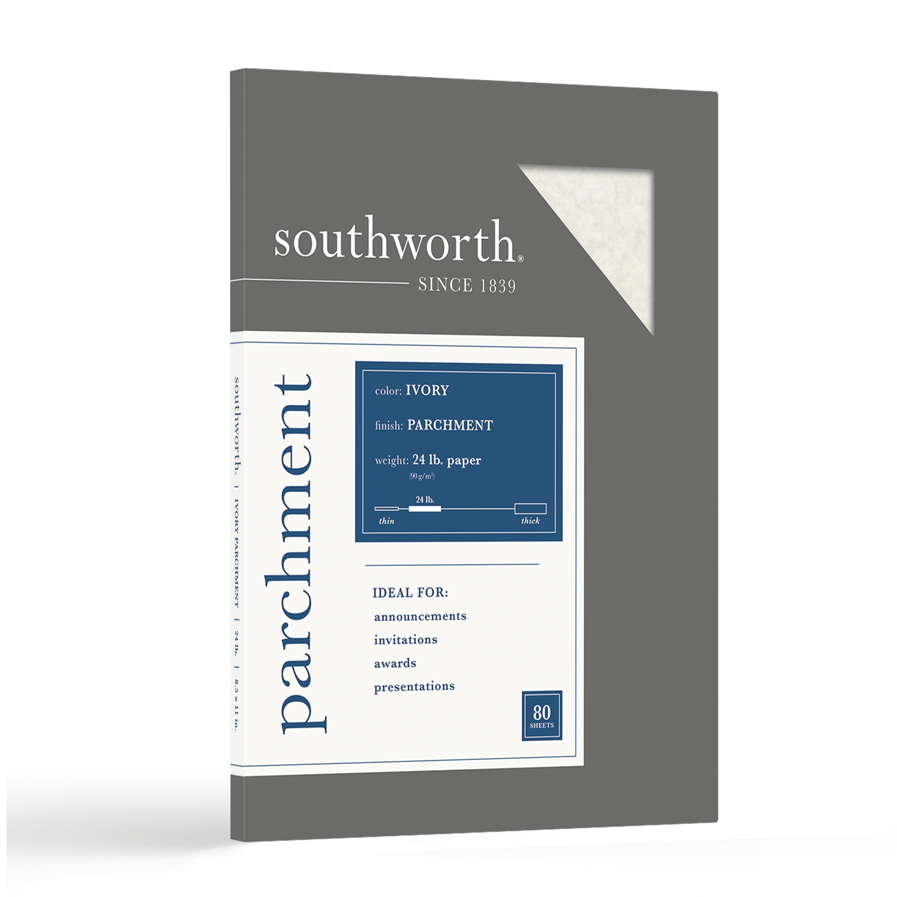Ivory 80 Sheets for sale online Southworth Fine Parchment Paper 8.5in X 11in 24 Lb 