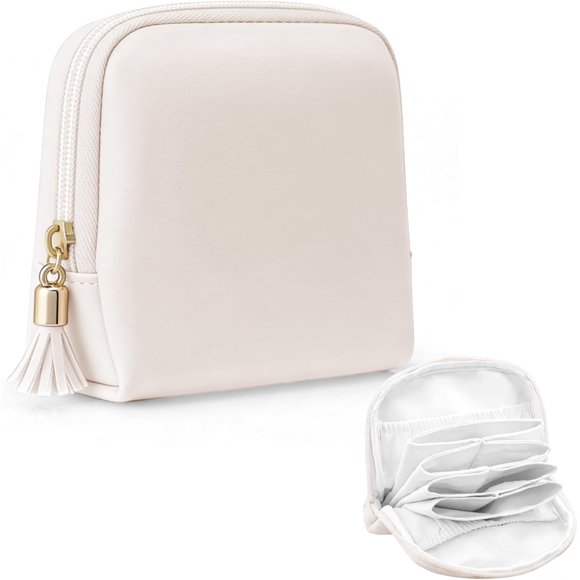 Small Travel Jewelry Case, Mini Travel Jewelry Organizer, Jewelry Pouch for Bracelet Rings Earrings, Waterproof Velvet Jewelry Bag, Travel Valentine Gifts for Women,White