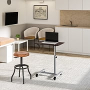 Seville Classics airLIFT® Height Adjustable Mobile Rolling Laptop Cart Desk w/ Wheels, Espresso