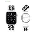 thumbnail image 2 of BadPiggies Metal Replacement Apple Watch Bands Genuine Leather Adjustable Wristband Compatible for iWatch SE Series 7 6 5 4 3 2 1, 2 of 9