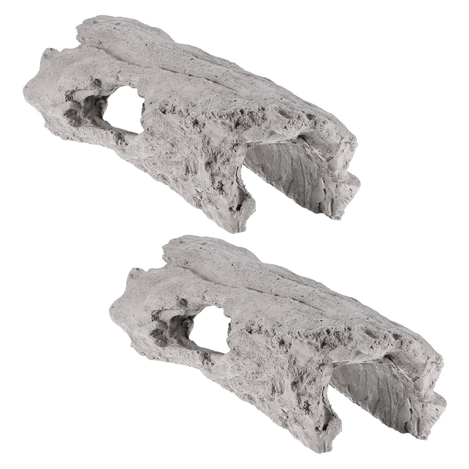 2-Pack Reptile Hide Basking Platform, Cement Reptile Tank Decor, Small White Bearded Dragon Tank Accessories for Turtle/Gecko