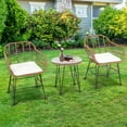 thumbnail image 2 of Patiojoy 3 PCS Patio Rattan Furniture Set with Round Tempered Glass Top Table & 2 Rattan Armchairs White Cushions, 2 of 9