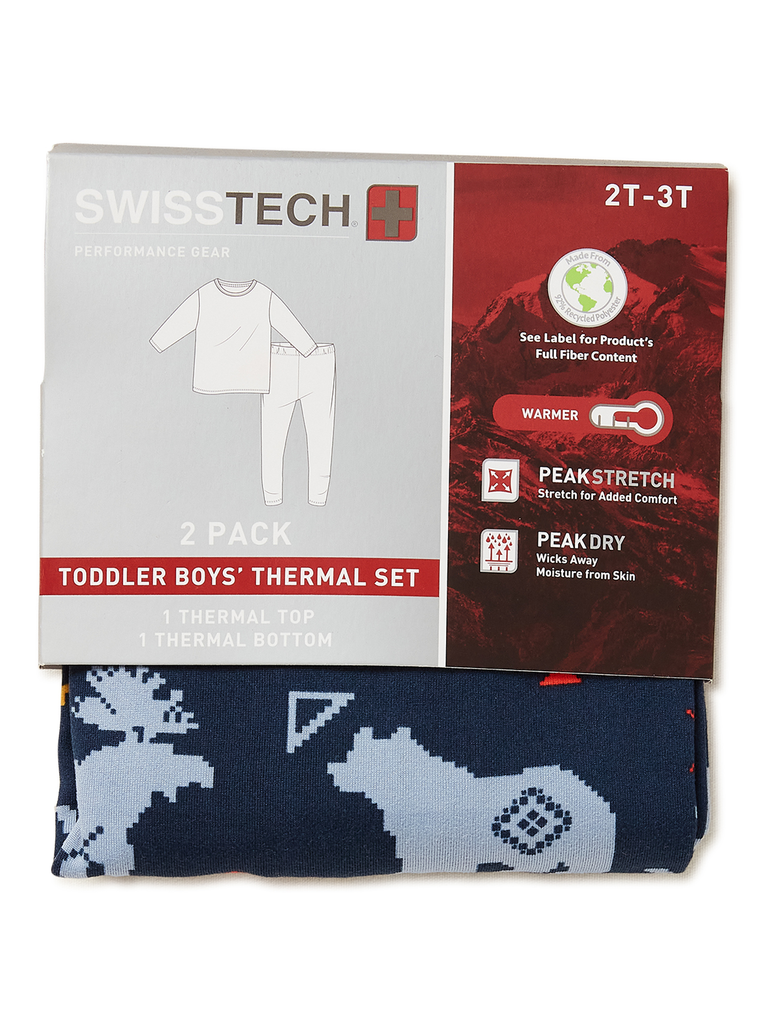 Swiss Tech Toddler Print Thermal Top and Pants Set, 2-Piece