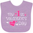 thumbnail image 3 of Inktastic My First Valentines Day Pink Hearts and Arrow Boys or Girls Baby Bib, 3 of 4