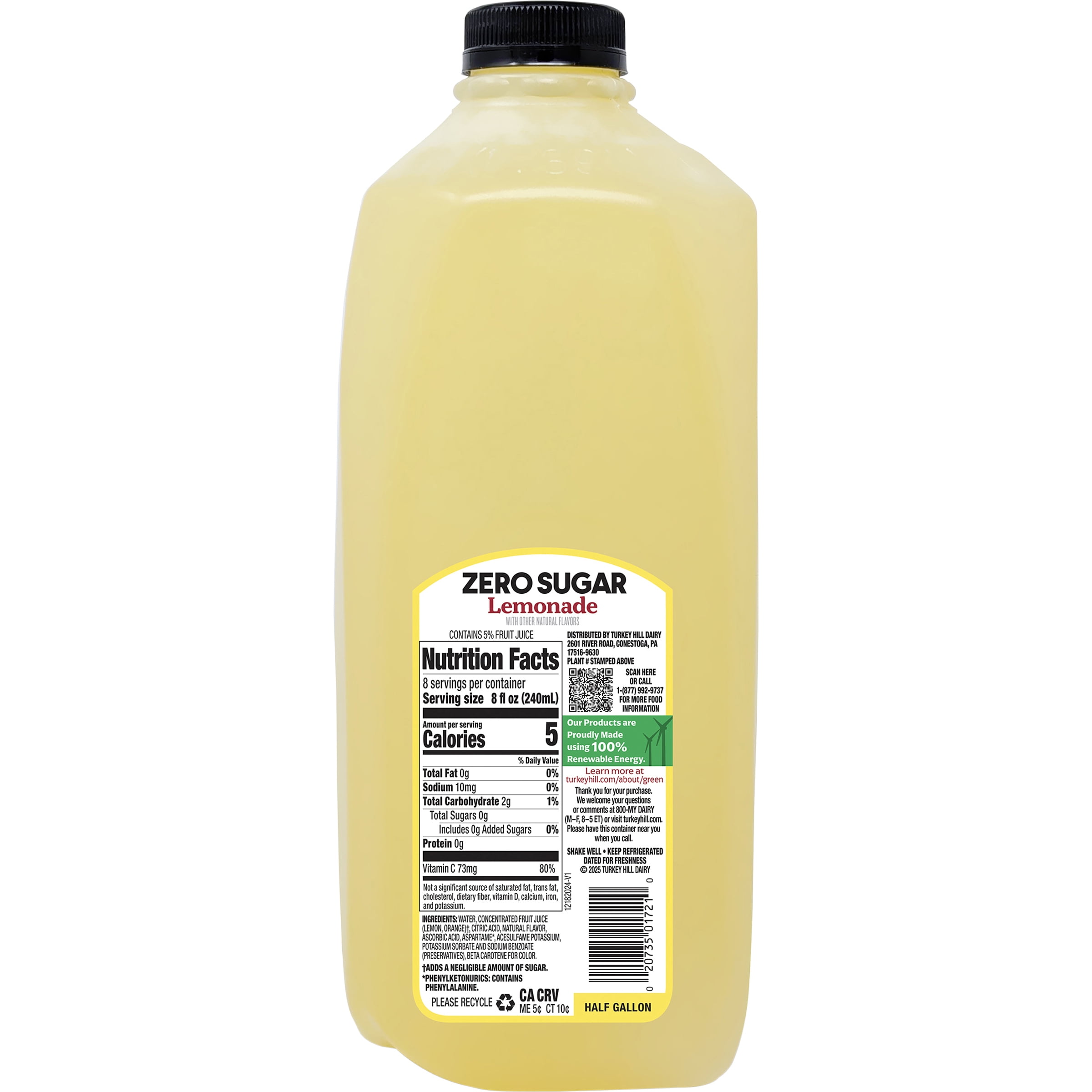 Turkey Hill Zero Sugar Lemonade Half Gallon
