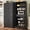 Black, variant on Homieasy 71'' Tall Farmhouse Pantry Cabinet 2 Piece Set, 6-Tier Pantry with Doors, Drawers & Adjustable Shelves, Retro Brown