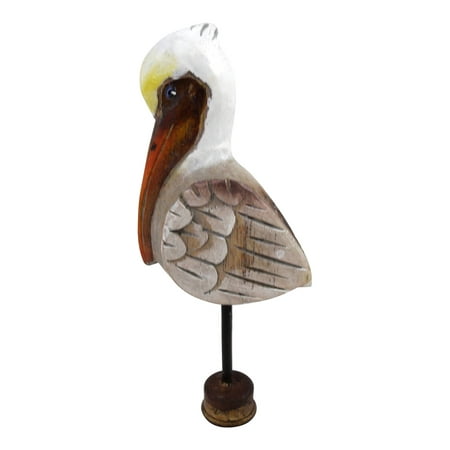 Tropical Pelican Hand Painted Carved Wood Finial Lamp Topper Tropical Pelican Hand Painted Carved Wood Finial Lamp Topper