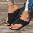 thumbnail image 2 of Dakaela Womens Leather Wedge Sandals Arch Support Orthopedic Flip Flops Non Slip Summer Walking Slides, 2 of 7