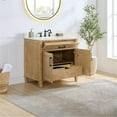 thumbnail image 4 of Solana 36" Wood Vanity in Weathered Fir Calacatta White Quartz Top no Mirror, 4 of 14