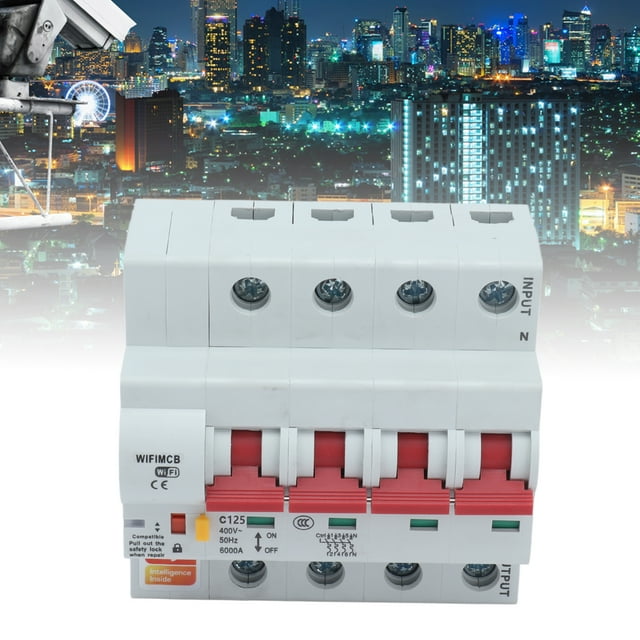 4 Pole WiFi Circuit Breaker Circuit Breaker Switch Remote Control Circuit Breaker Flame Retardant Shell Circuit Breaker with AC400V