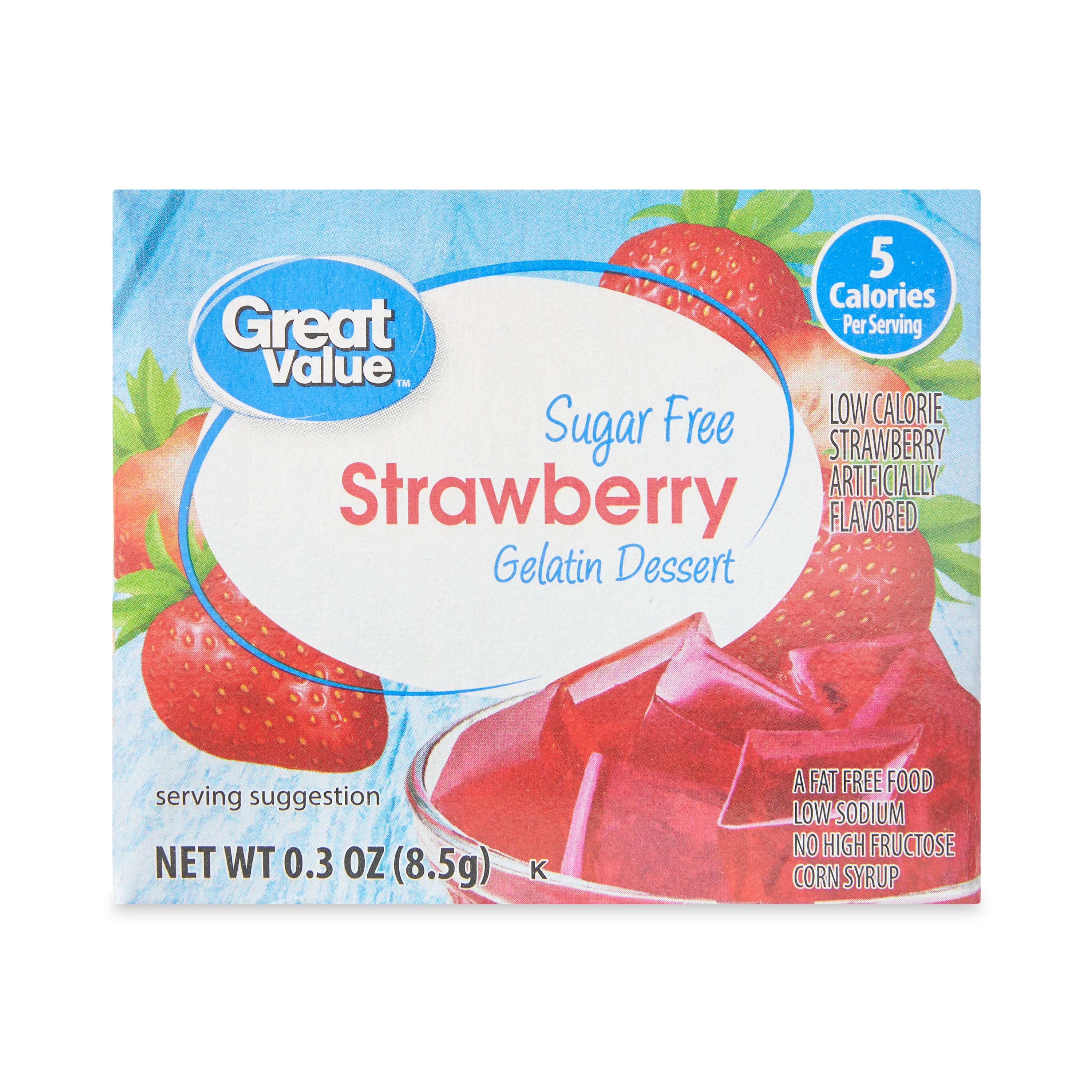 Great Value Sugar Free Strawberry Gelatin Dessert, 0.3 oz