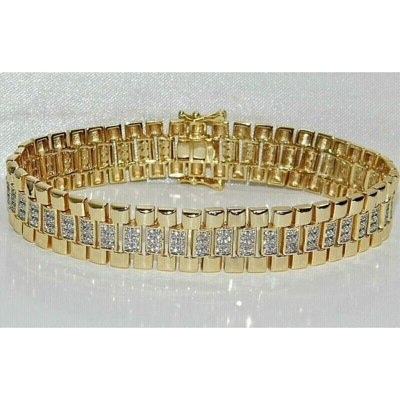<new_title>12Ct Round Cut Lab Created Diamond Tennis Bracelet 14K Yellow Gold Finish</new_title>