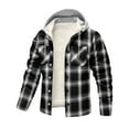 thumbnail image 4 of UQJfacai Mens Plaid Shirts Jacket Fleece Lined Flannel Shirts Fall Winter Sherpa Drawstring Hooded Button Down Coats with Pockets, 4 of 4