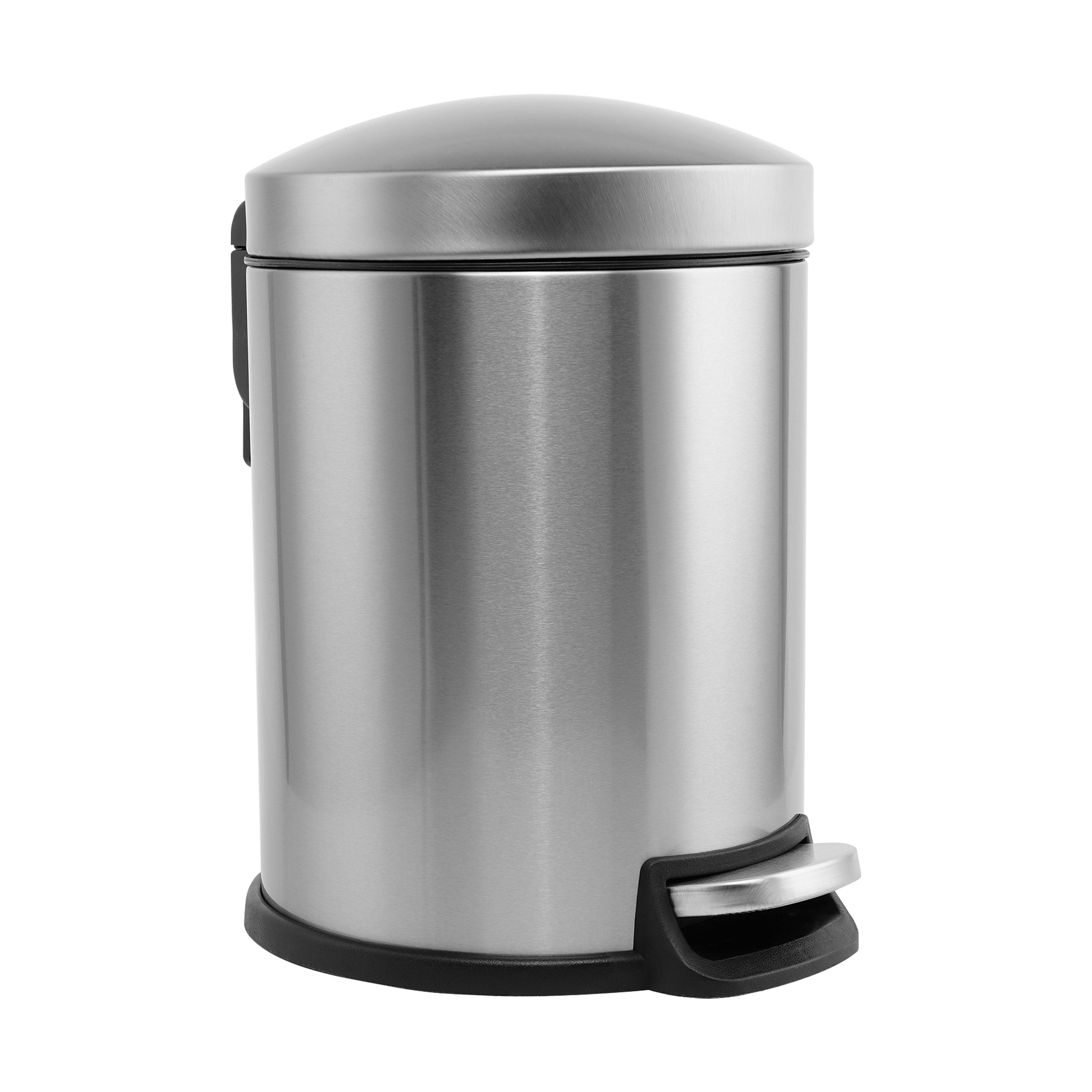 Innovaze 1.32 gal./5 Liter Stainless Steel Round Step-on Trash Can for Bathroom and Office