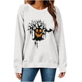 thumbnail image 5 of Yteetum Women's Halloween Round Neck Sweatshirts Long Sleeve Ghost Pumpkin Graphic Print Crewneck Sweatshirt Fall Winter Loose Comfy Spooky Season Holiday Sweatshirt Tops, 5 of 6